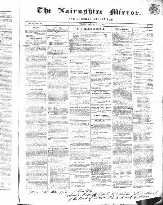 cover page of Nairnshire Mirror published on May 24, 1854