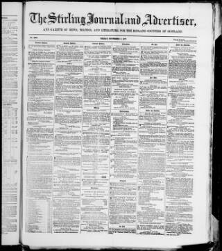 cover page of Stirling Journal and Advertiser published on November 2, 1877