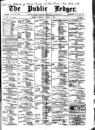 cover page of Public Ledger and Daily Advertiser published on April 1, 1908