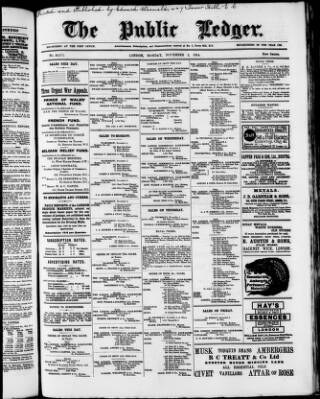 cover page of Public Ledger and Daily Advertiser published on November 2, 1914
