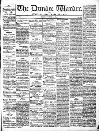 cover page of Northern Warder published on June 13, 1843