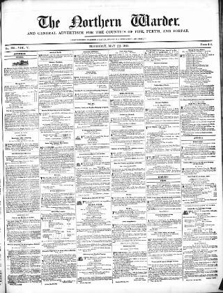 cover page of Northern Warder published on May 22, 1845