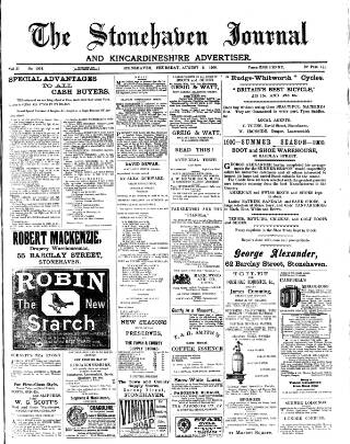 cover page of Stonehaven Journal published on August 2, 1900