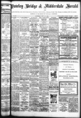 cover page of Pateley Bridge & Nidderdale Herald published on May 22, 1920
