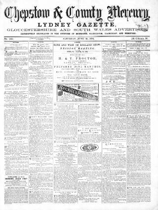 cover page of Chepstow & County Mercury published on June 13, 1874