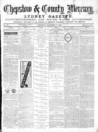 cover page of Chepstow & County Mercury published on November 7, 1874