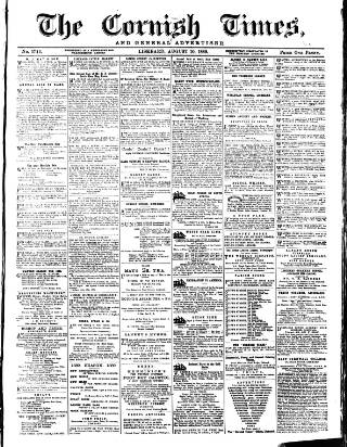 cover page of Cornish Times published on August 10, 1889