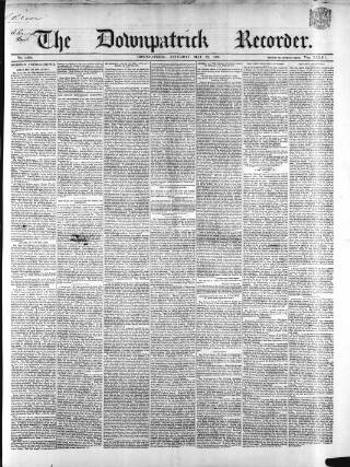 cover page of Downpatrick Recorder published on May 22, 1869