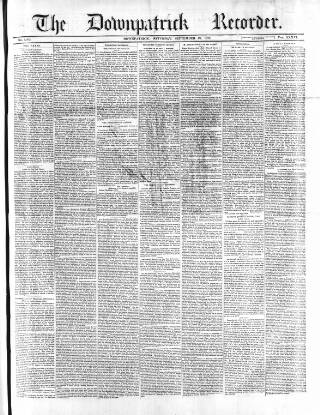 cover page of Downpatrick Recorder published on September 28, 1872