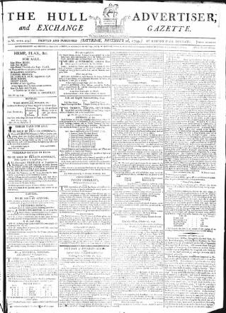 cover page of Hull Advertiser published on November 2, 1799