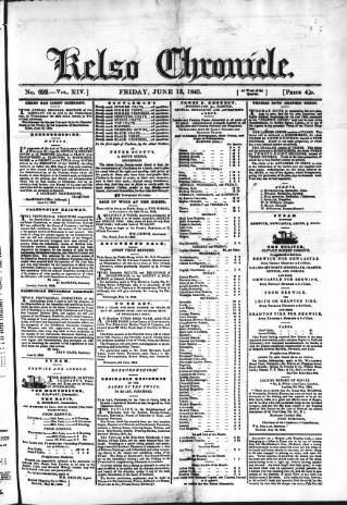 cover page of Kelso Chronicle published on June 13, 1845