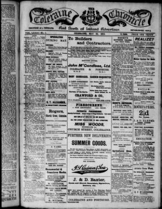cover page of Coleraine Chronicle published on May 22, 1915