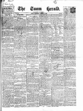 cover page of Tuam Herald published on August 2, 1851