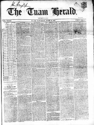 cover page of Tuam Herald published on June 13, 1868