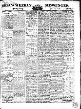 cover page of Bell's Weekly Messenger published on June 13, 1870