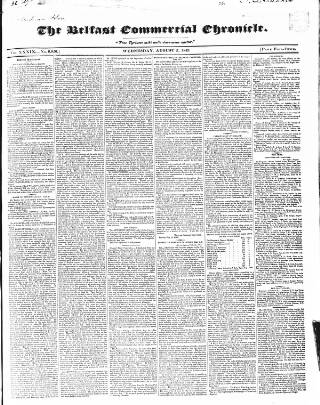 cover page of Belfast Commercial Chronicle published on August 2, 1843