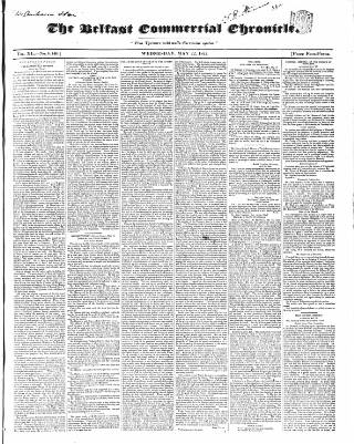 cover page of Belfast Commercial Chronicle published on May 22, 1844