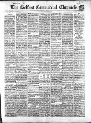cover page of Belfast Commercial Chronicle published on May 22, 1854