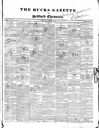 cover page of Bucks Gazette published on November 2, 1833