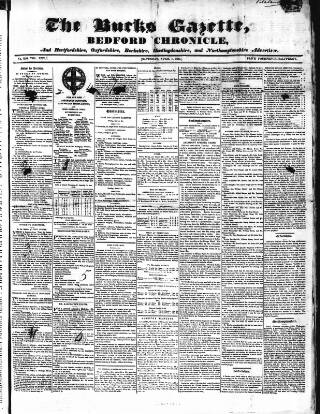 cover page of Bucks Gazette published on April 1, 1837
