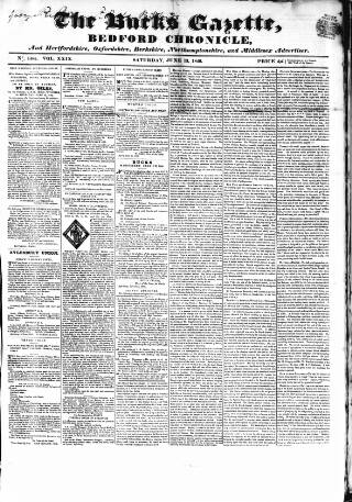 cover page of Bucks Gazette published on June 13, 1840