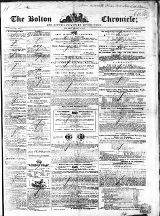 cover page of Bolton Chronicle published on August 2, 1851