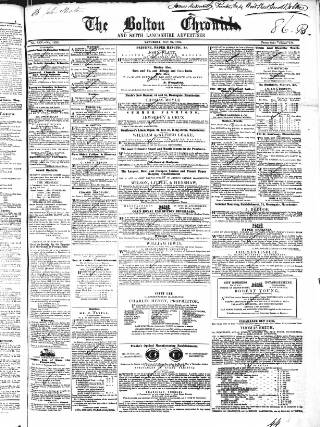 cover page of Bolton Chronicle published on May 22, 1852