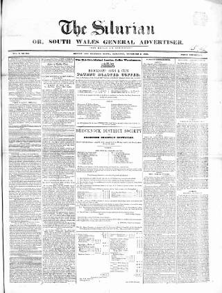 cover page of Silurian published on November 2, 1850