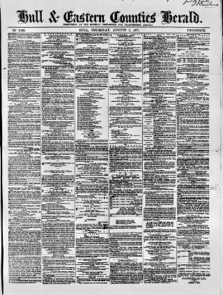 cover page of Hull and Eastern Counties Herald published on August 2, 1877