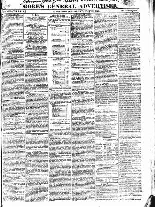 cover page of Gore's Liverpool General Advertiser published on May 22, 1828