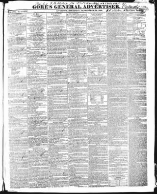cover page of Gore's Liverpool General Advertiser published on September 22, 1836