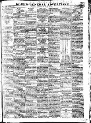 cover page of Gore's Liverpool General Advertiser published on June 13, 1844