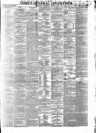 cover page of Gore's Liverpool General Advertiser published on April 1, 1852