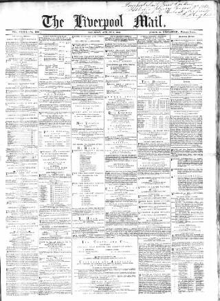 cover page of Liverpool Mail published on August 2, 1862