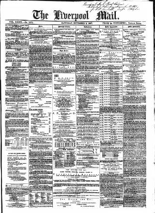 cover page of Liverpool Mail published on November 2, 1867