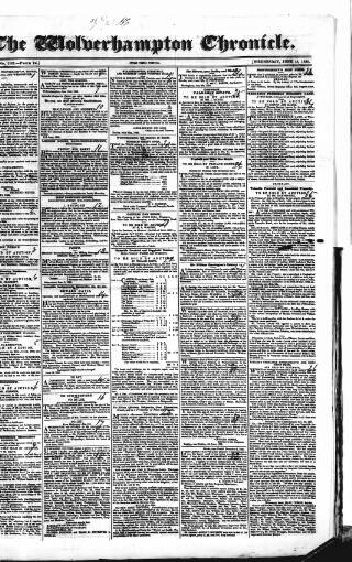 cover page of Wolverhampton Chronicle and Staffordshire Advertiser published on June 13, 1832