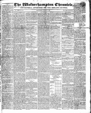 cover page of Wolverhampton Chronicle and Staffordshire Advertiser published on August 2, 1837