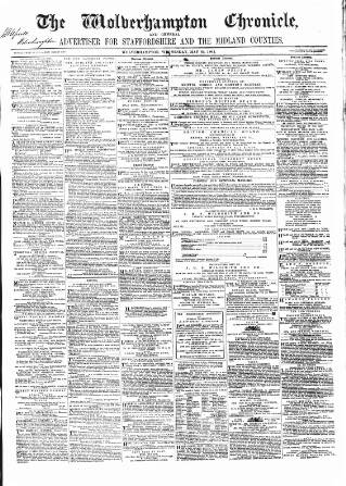 cover page of Wolverhampton Chronicle and Staffordshire Advertiser published on May 22, 1861