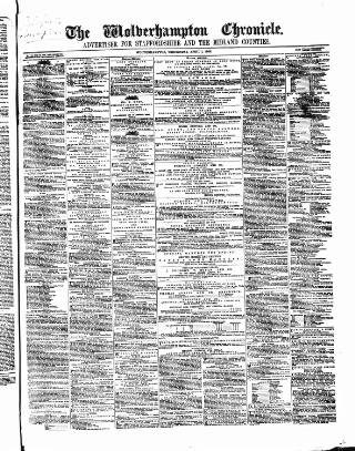 cover page of Wolverhampton Chronicle and Staffordshire Advertiser published on April 1, 1868
