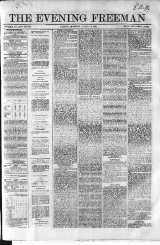 cover page of Evening Freeman published on August 2, 1860