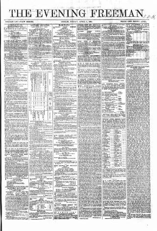 cover page of Evening Freeman published on April 1, 1864