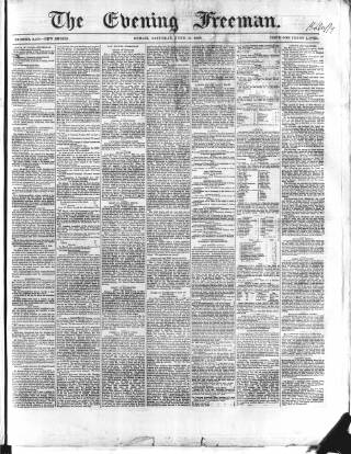 cover page of Evening Freeman published on June 13, 1868