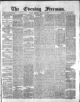cover page of Evening Freeman published on September 28, 1870
