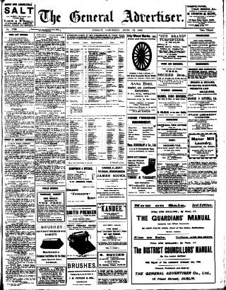 cover page of General Advertiser for Dublin, and all Ireland published on June 13, 1908