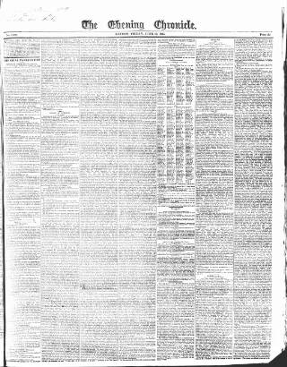 cover page of The Evening Chronicle published on June 13, 1845