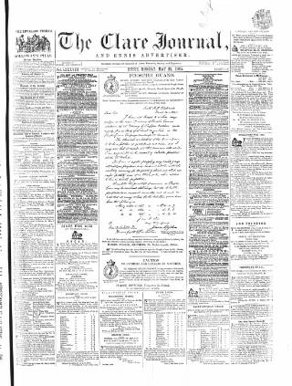 cover page of Clare Journal and Ennis Advertiser published on May 22, 1865