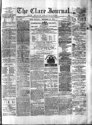 cover page of Clare Journal and Ennis Advertiser published on September 28, 1871