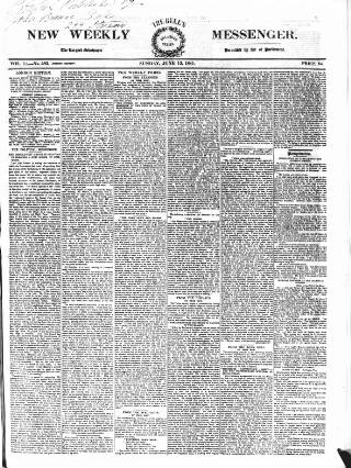 cover page of Bell's New Weekly Messenger published on June 13, 1841