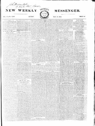 cover page of Bell's New Weekly Messenger published on May 22, 1853