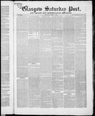 cover page of Glasgow Saturday Post published on April 1, 1848